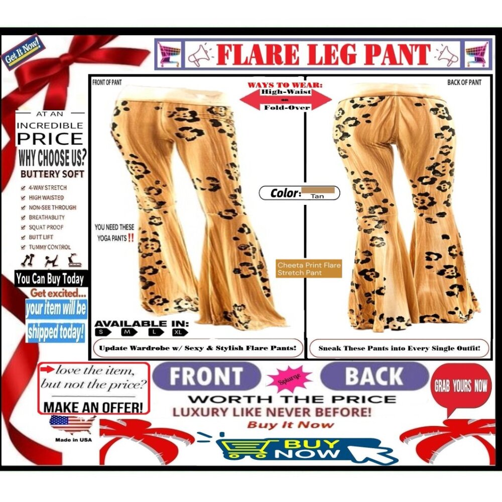 π BOTTOM Fold Graphic β DYE π LEGGING PANT Print FLARE LEG Cheetah πΈ BUY NOW - Picture 1 of 16